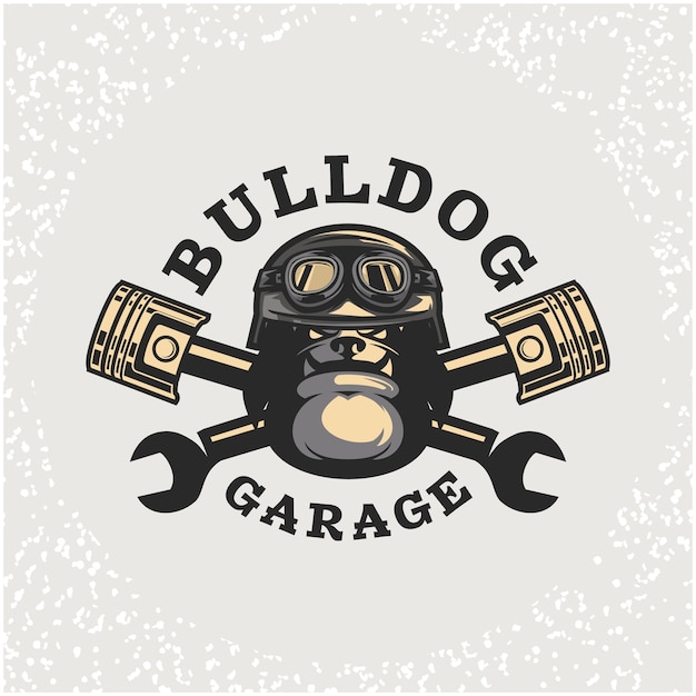 Riparazione auto testa di cane e logo garage personalizzato.