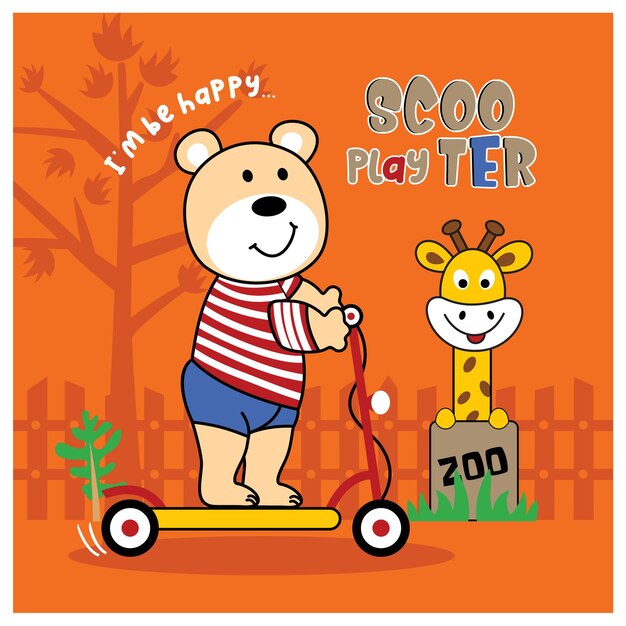 Riproduzione di cartoni animati animali divertenti scooter