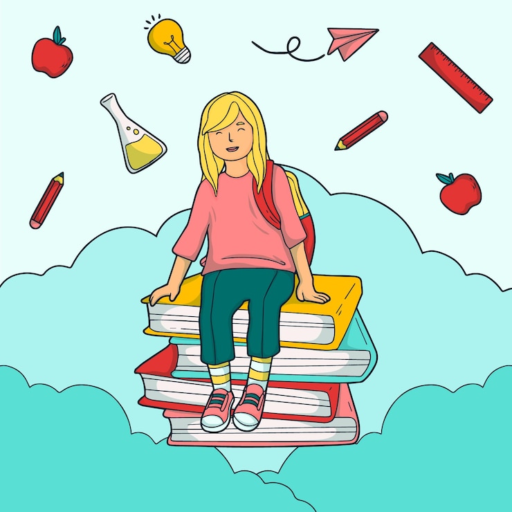 Vettore ritorno a scuola illustrazione disegnata a mano di ritorno a scuola 1