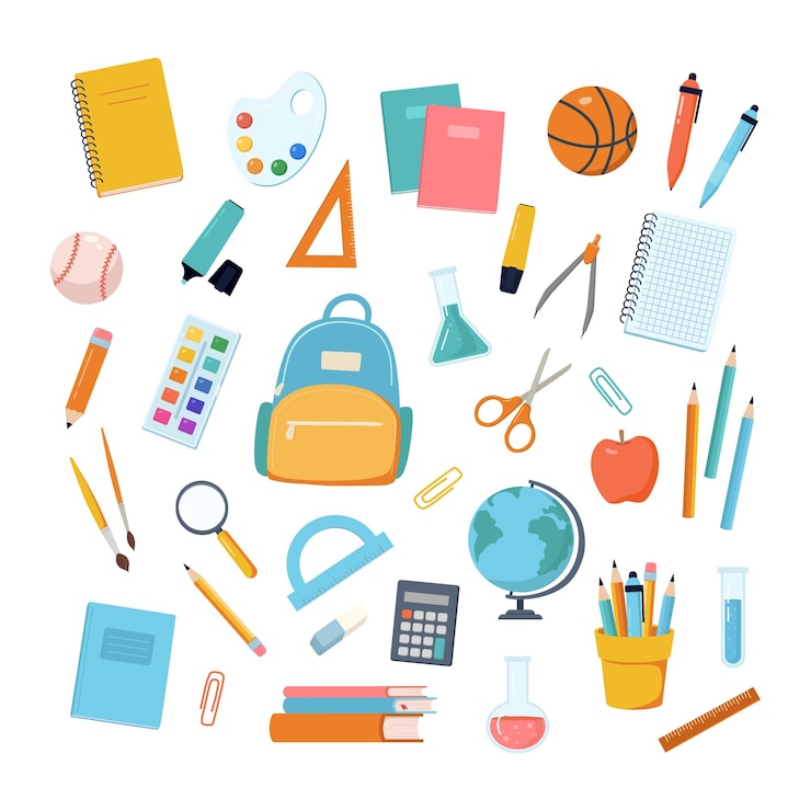 Vettore ritorno alla raccolta di materiale scolastico