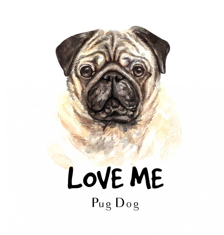 Vettore ritratto cane pug per la stampa