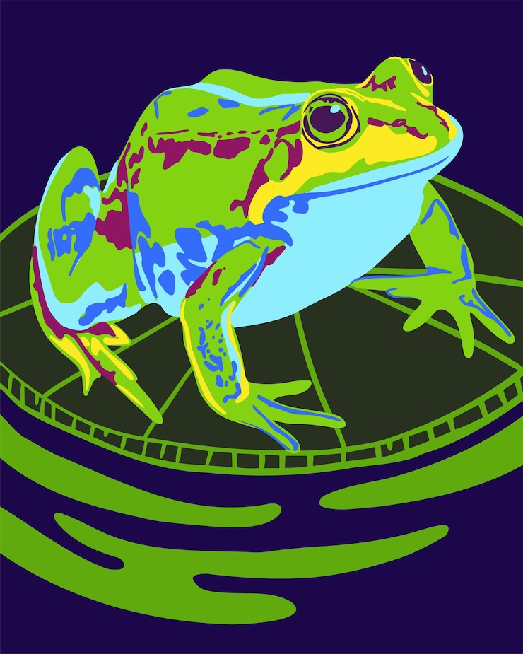 Vettore ritratto di rana colorato in stile pop art ritratto multicolore di rana disegnato a mano astratto