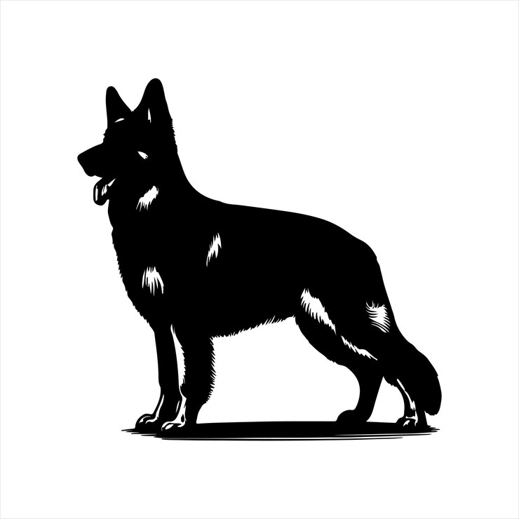 Vettore ritratto di un pastore tedesco vettore isolato su sfondo bianco silhouette di cane