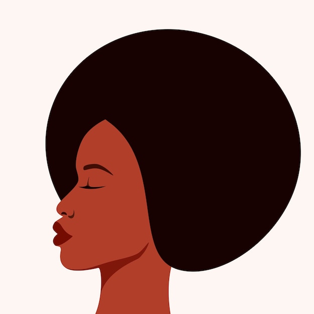 Ritratto di una bella donna afroamericana. Profilo.