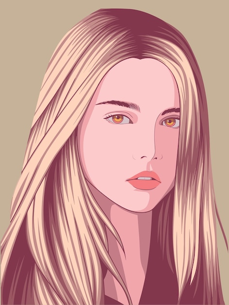 Ritratto di una bella donna dai capelli biondi illustrazione vettoriale
