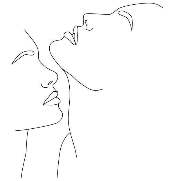 Ritratto lungo le linee Disegno artistico astratto di una linea del viso femminile