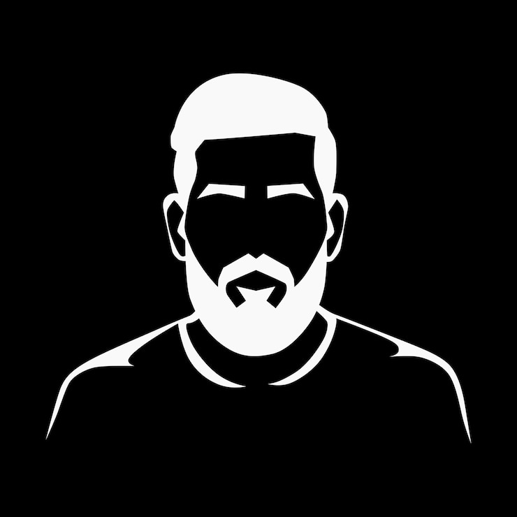 Vettore ritratto monocromatico minimalista di un uomo con i capelli corti e la barba
