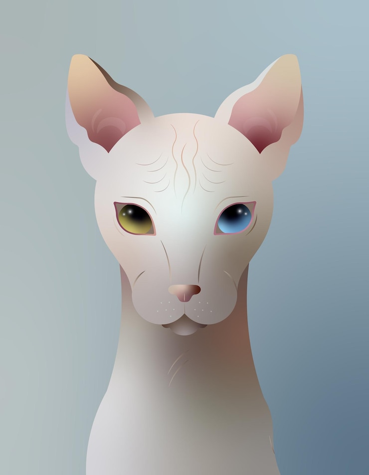 Vettore ritratto sfumato di gatto sfinge
