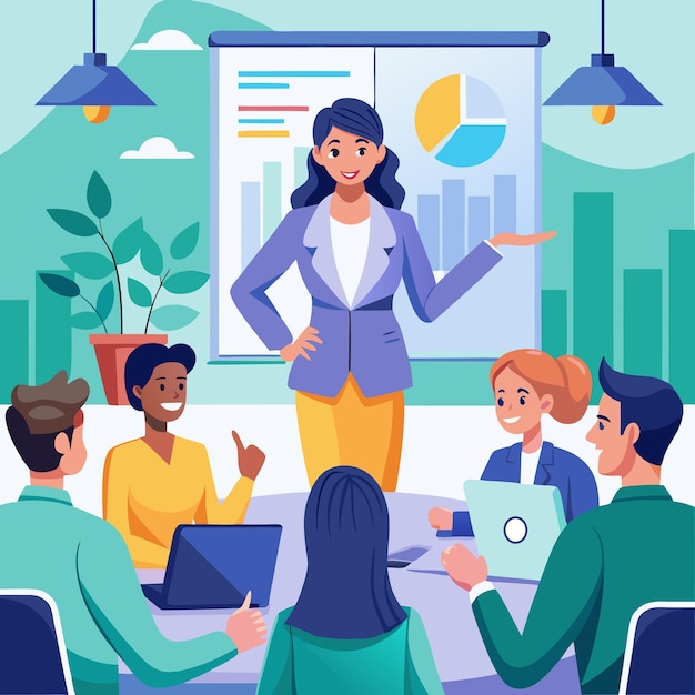 Riunione del Diverse Business Team discussione e presentazione del vettore del progetto
