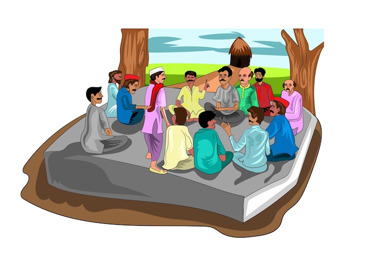Riunione del villaggio dell'illustrazione di vettore di Panchayat