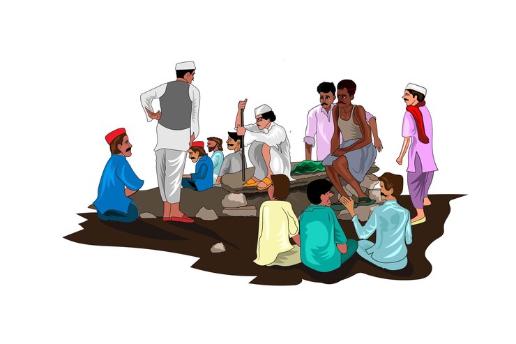 Riunione del villaggio dell'illustrazione di vettore di Panchayat