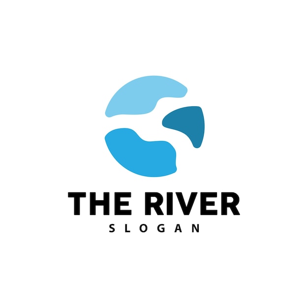 River Logo Design River Creek Vector Riverside Illustrazione con una combinazione di montagne e marchio di prodotti naturali