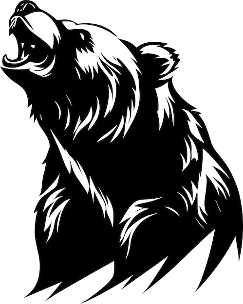 Roaring Grizzly Bear Logo stile di design monocromatico