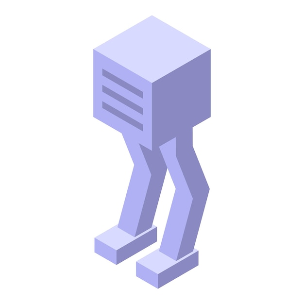 Robot che cammina con due gambe in stile isometrico