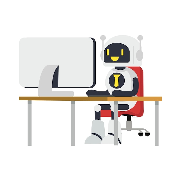 Robot che fa il vettore del lavoro d'ufficio