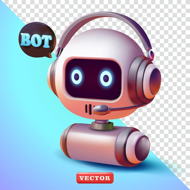 Robot di chat 3d vettoriale Adatto per elementi tecnologici e di design