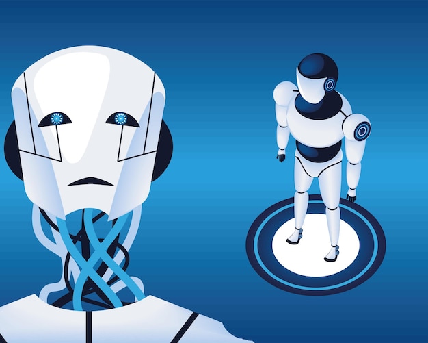 Robot futuristico di intelligenza artificiale