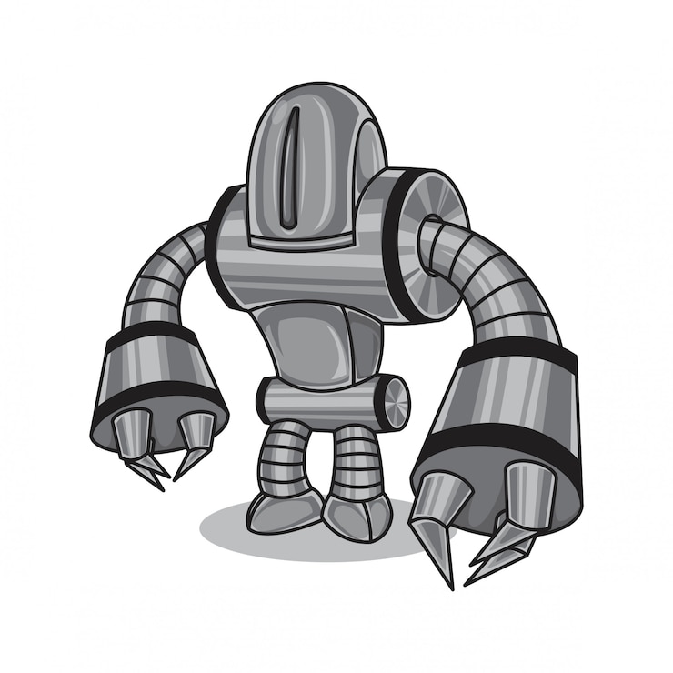 Vettore robot in metallo argentato