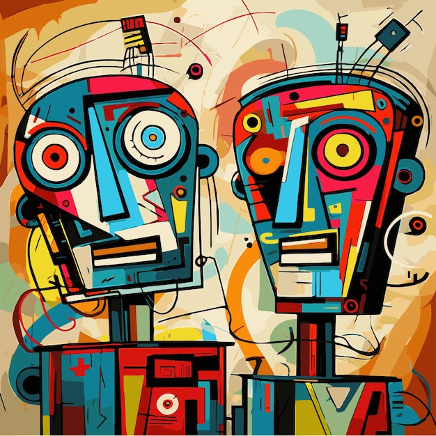 Robot in stile Picasso Arte