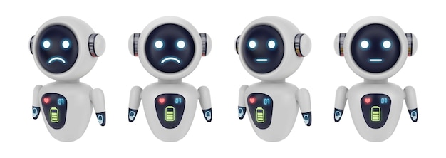 Robot infelice con faccia triste o indifferente