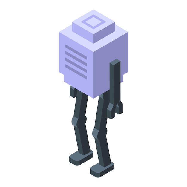 Robot pixel art in piedi con le braccia appese