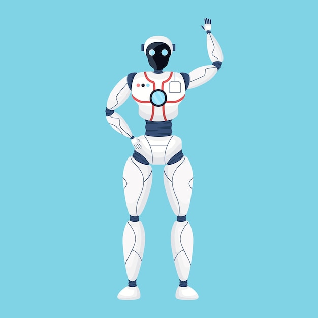 Robot realistico isolato su sfondo blu