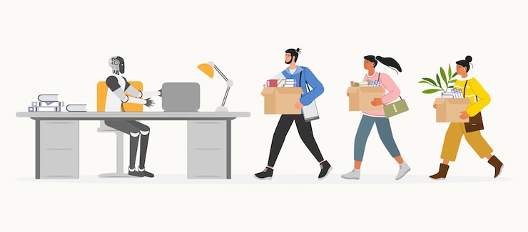 Vettore robot recruitment lavoro congiunto lavoro d'ufficio ai