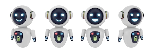 Robot sorridente con emozioni felici aiutante