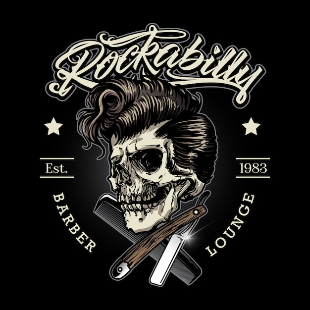 Rockabilly logo del barbiere