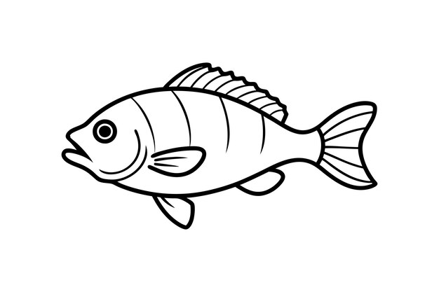 Rockfish tutto il corpo vettoriale Line Art Illustrazione Icon Logo