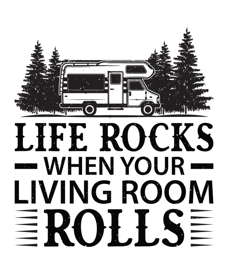 Vettore rocks life when your living room rolls t-shirt design templatety print vector vettografia
