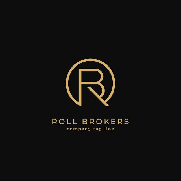 Roll broker design minimalista logo monoline logo RB con elegante immobiliare