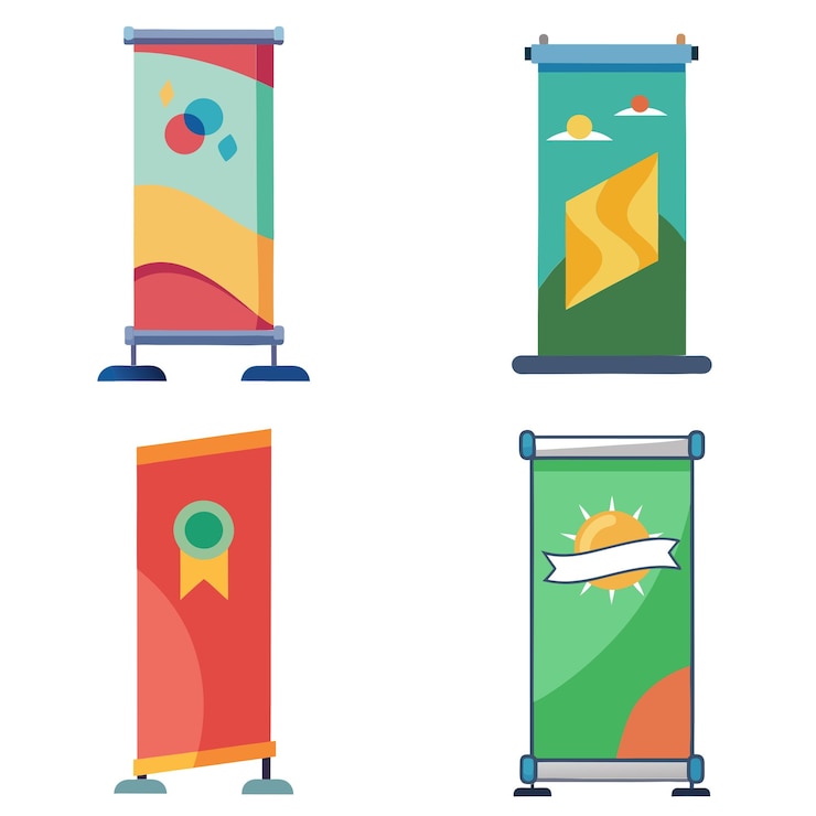 Vettore rollup banner stand clipart design perfetto per le promozioni
