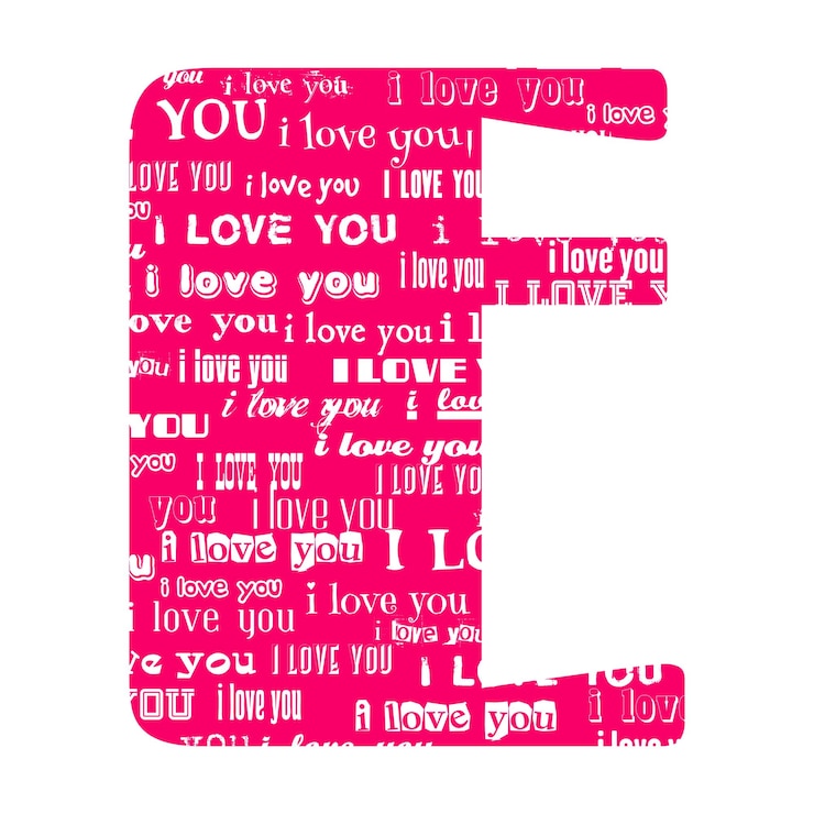 Vettore romantico vettore decorativo rosa lettera riempita con parole bianche ti amo