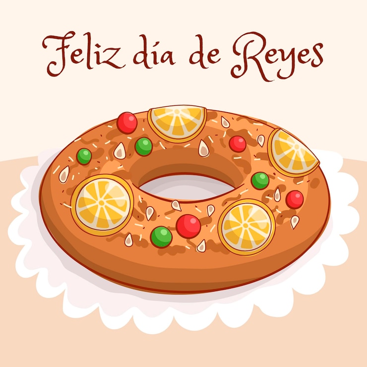 Vettore roscon de reyes disegnato a mano
