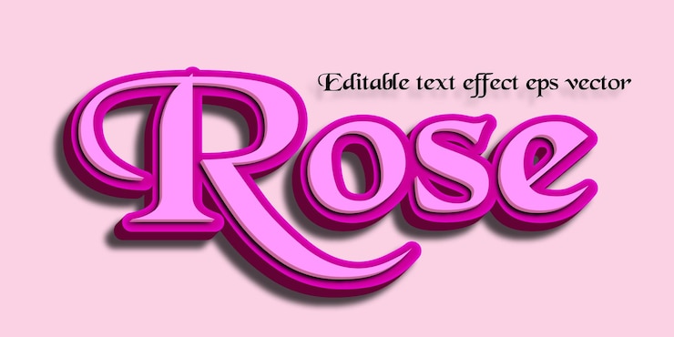Vettore rose colore rosa 3d modificabile effetti di testo eps vactor