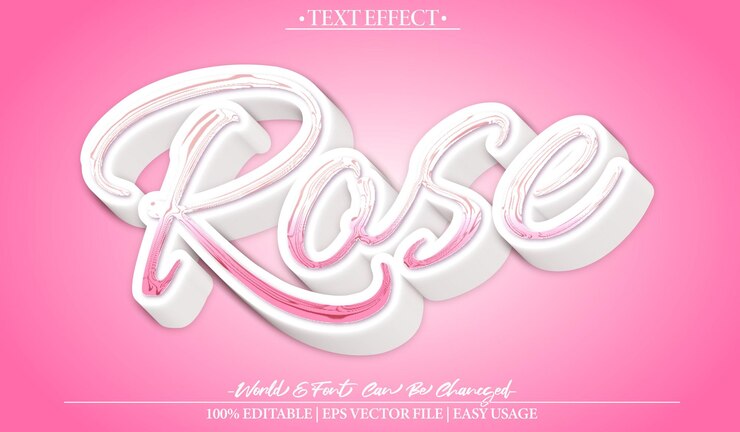 Vettore rose vector text effect editable alphabet rosa bella san valentino elegante amore