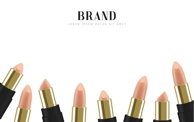 Rossetto cosmetico. illustrazione 3d bellissimo poster pubblicitario.