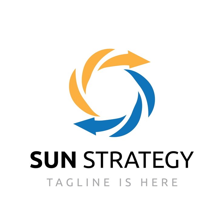 Rotazione circolare freccia Sun Strategy Business O Letter Logo Template