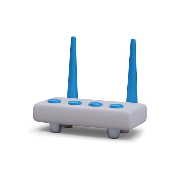 Router realistico con antenne blu Trasferimento dati wireless Wi-Fi Connessione di rete