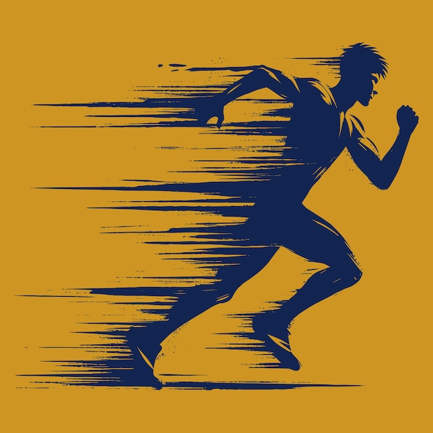 Runner man grunge vector shiluette