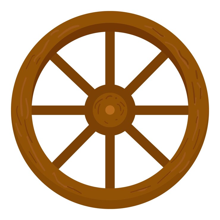 Vettore ruota di carro in legno d'epoca isolata su bianco
