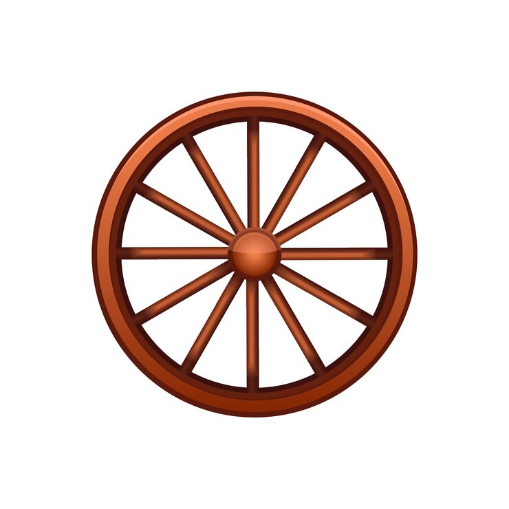 Vettore ruota di legno di una carrozza su sfondo bianco vettore