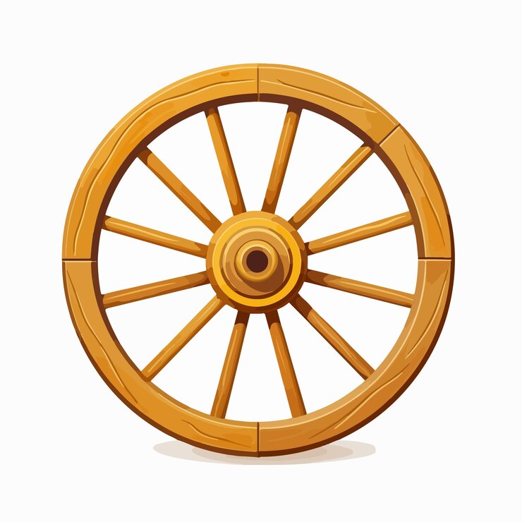 Vettore ruota di legno in stile cartone animato