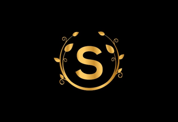S ultimo logo design con la bellezza della natura Premium Vector