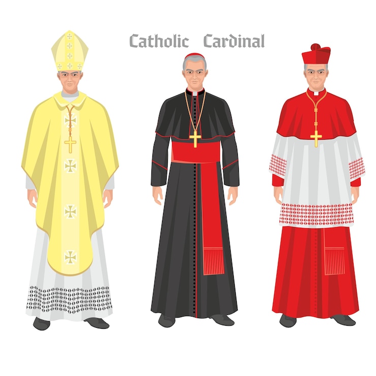 Vettore sacerdote cattolico in vesti illustrazione piatta