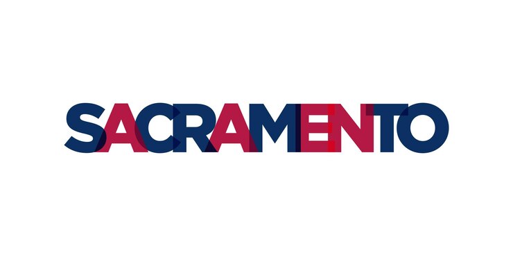 Vettore sacramento california usa tipografia slogan design america logo con scritte grafiche della città per stampa e web