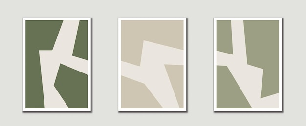 Sage Green Mid Century Moderne Art Prints con forma naturale organica