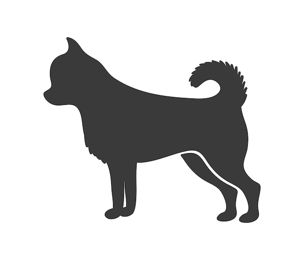 Sagoma di chihuahua. Cane disegno grafico, simbolo canino, icona vettoriale