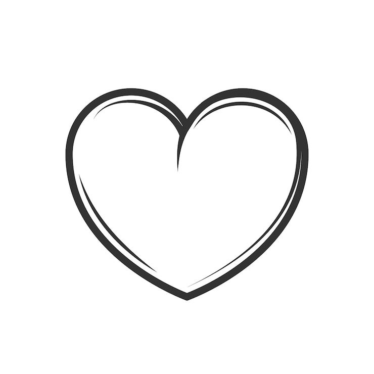 Sagoma di cuore in stile semplice isolato su sfondo bianco